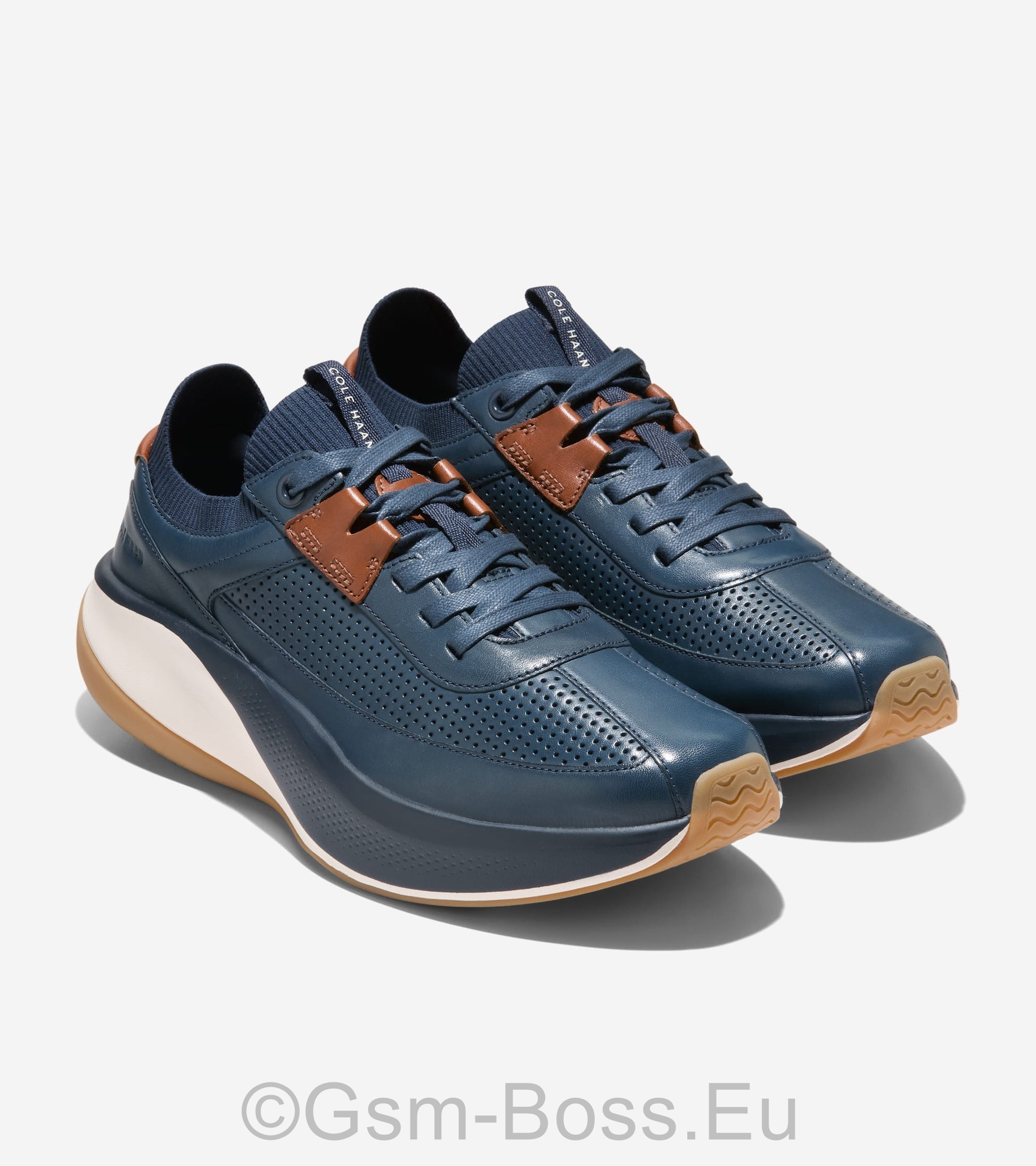 Men Shoes Grand Pro All Day Leather Running - Navy Blazer British Tan ivory - Image 2