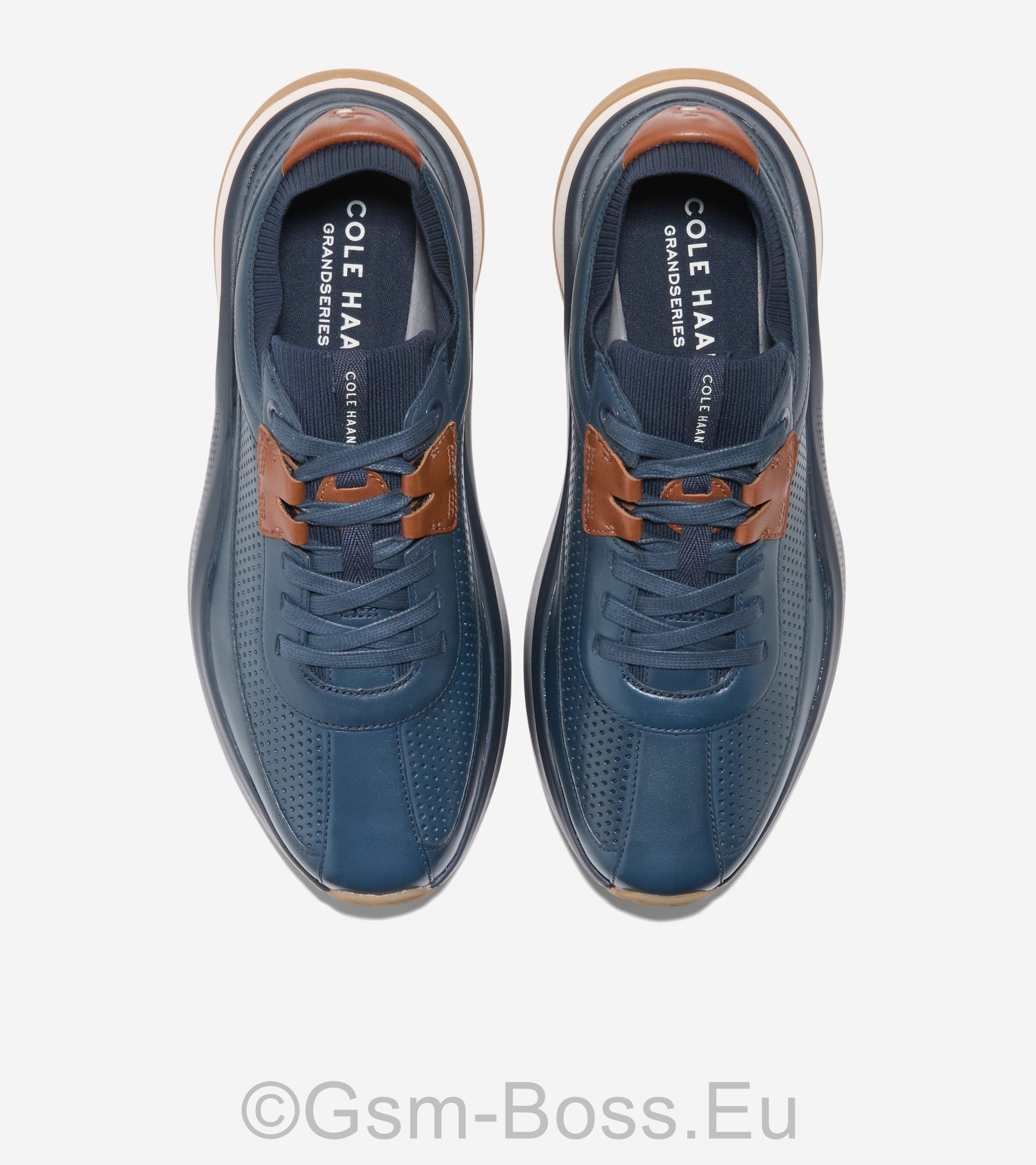 Men Shoes Grand Pro All Day Leather Running - Navy Blazer British Tan ivory - Image 3