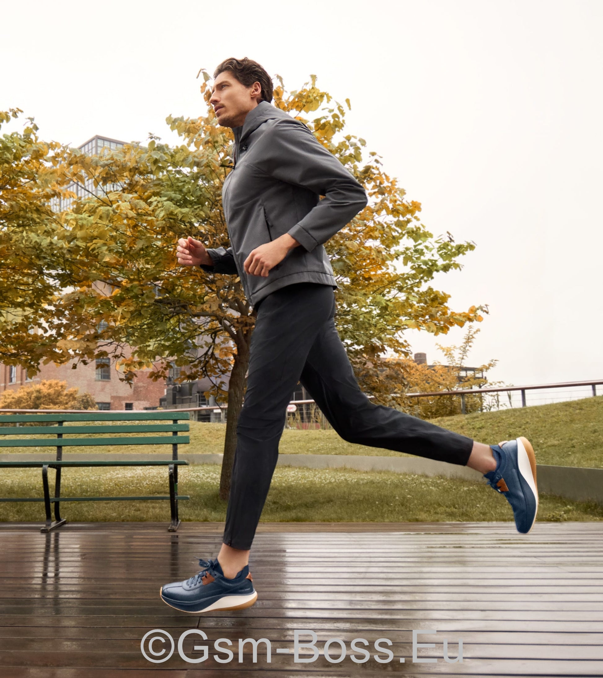 Men Shoes Grand Pro All Day Leather Running - Navy Blazer British Tan ivory - Image 4